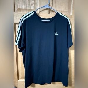 Adidas Unisex Black T-Shirt with White Stripes
